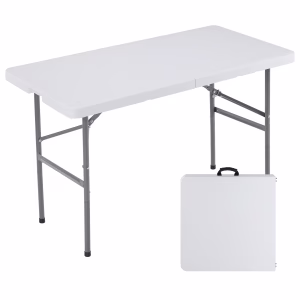 4' White Folding Table