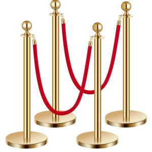 Gold Stanchions with Red Velvet Ropes (8)
